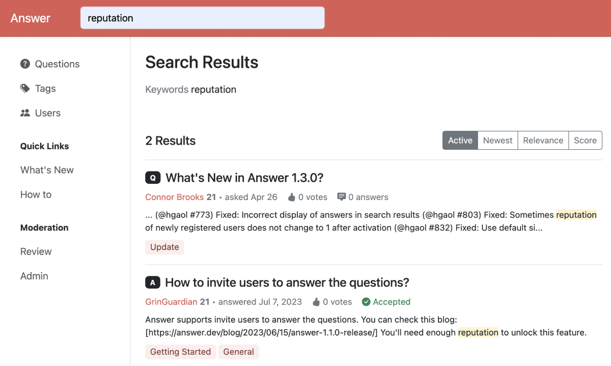 Search with Keyword in Answer